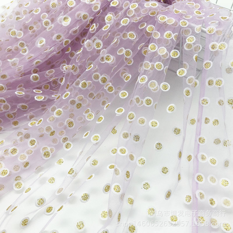 Polka dot gel paste printed gold mesh gauze soft fabric stage costumes, performance fabric veil, princess dress, gauze dress, shooting props Application Scenario