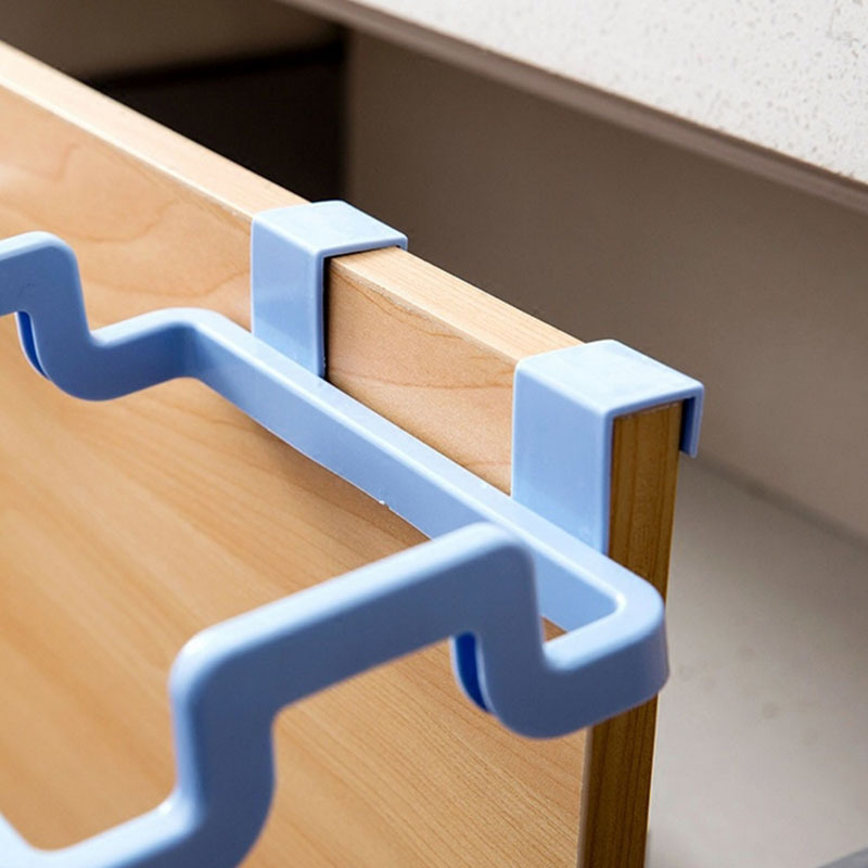 厨房门背式手提垃圾袋支架 家用橱柜 门后抹布挂架垃圾桶架白底实物图