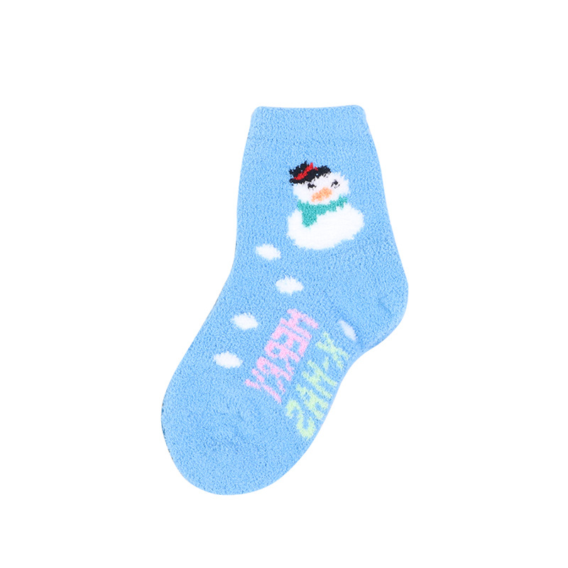 宝宝圣诞袜 男女童冬季加绒加厚毛巾袜珊瑚绒 可爱婴儿袜子详情图5
