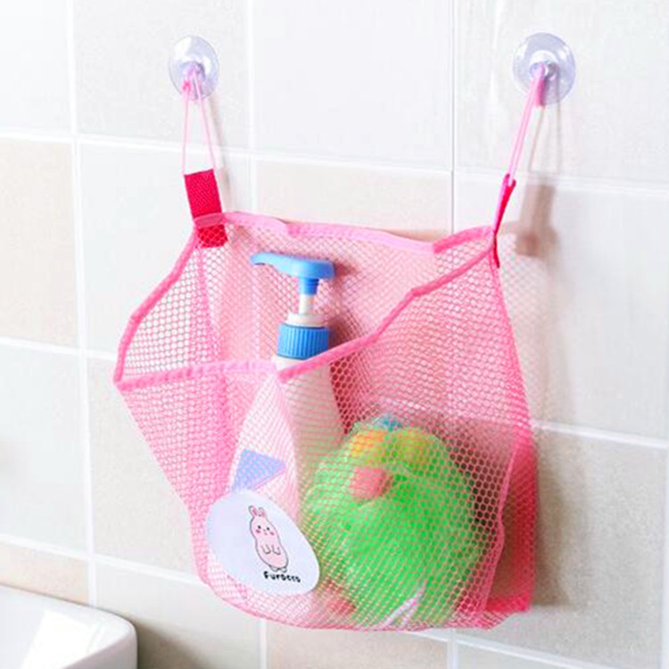 浴室网袋 创意双吸盘可挂式收纳袋 浴室多用收纳袋网袋厨房杂物袋细节图