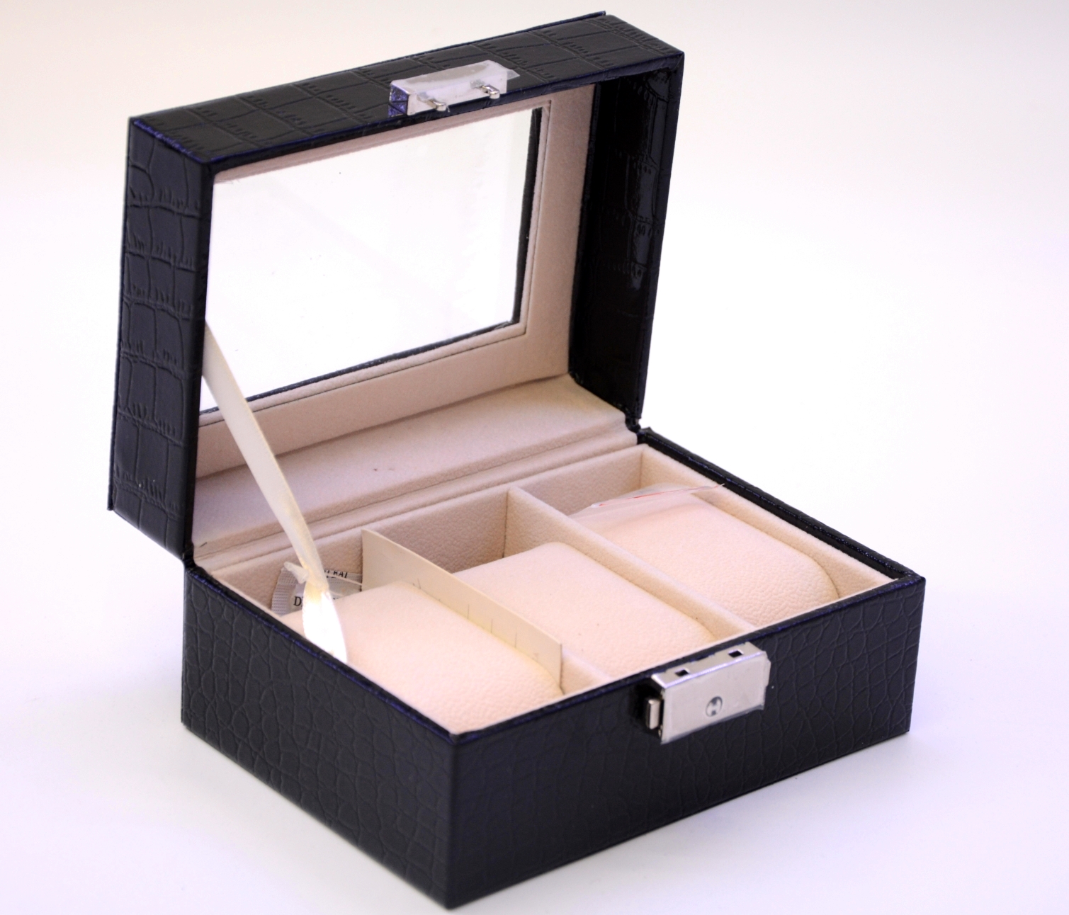 PU leather jewelry box watch box Alligator jewelry box two-color high-end jewelry box 3 seats