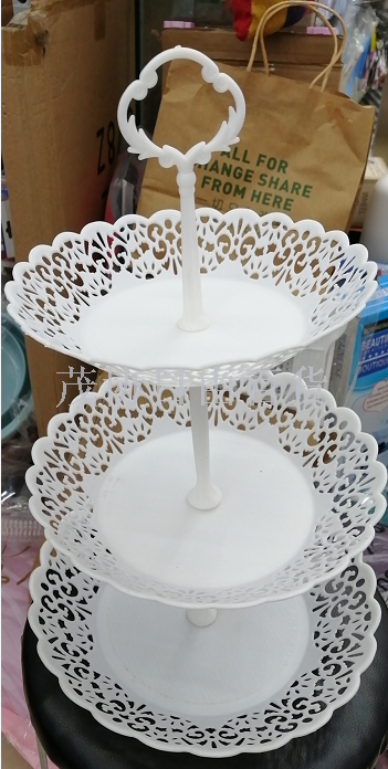 Three-layer cake stand, fruit plate, dessert table, decorative props, birthday, wedding and party table decoration details Picture