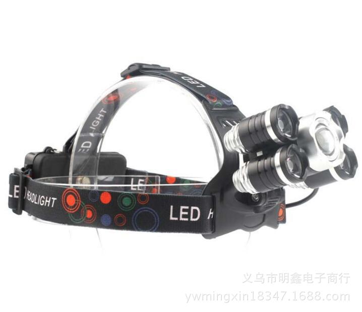 明鑫电筒 MX-905A-T6 5头 1T6+4XPE变焦调光强光充电户外头灯厂家产品图