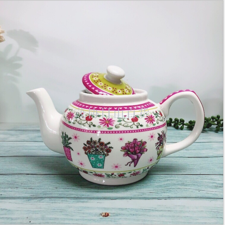 Creative ceramic cold kettle Herbal tea kettle Fruit tea kettle 800ml spherical round ball kettle restaurant