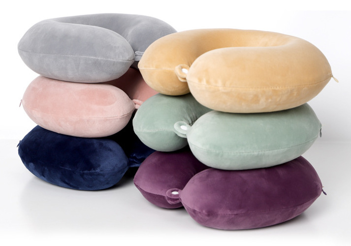 Solid-color memory cotton U-shaped pillow travel neck guard rest U-shaped pillow all around elastic memory cotton U-shaped pillow can add LOGO thumbnail
