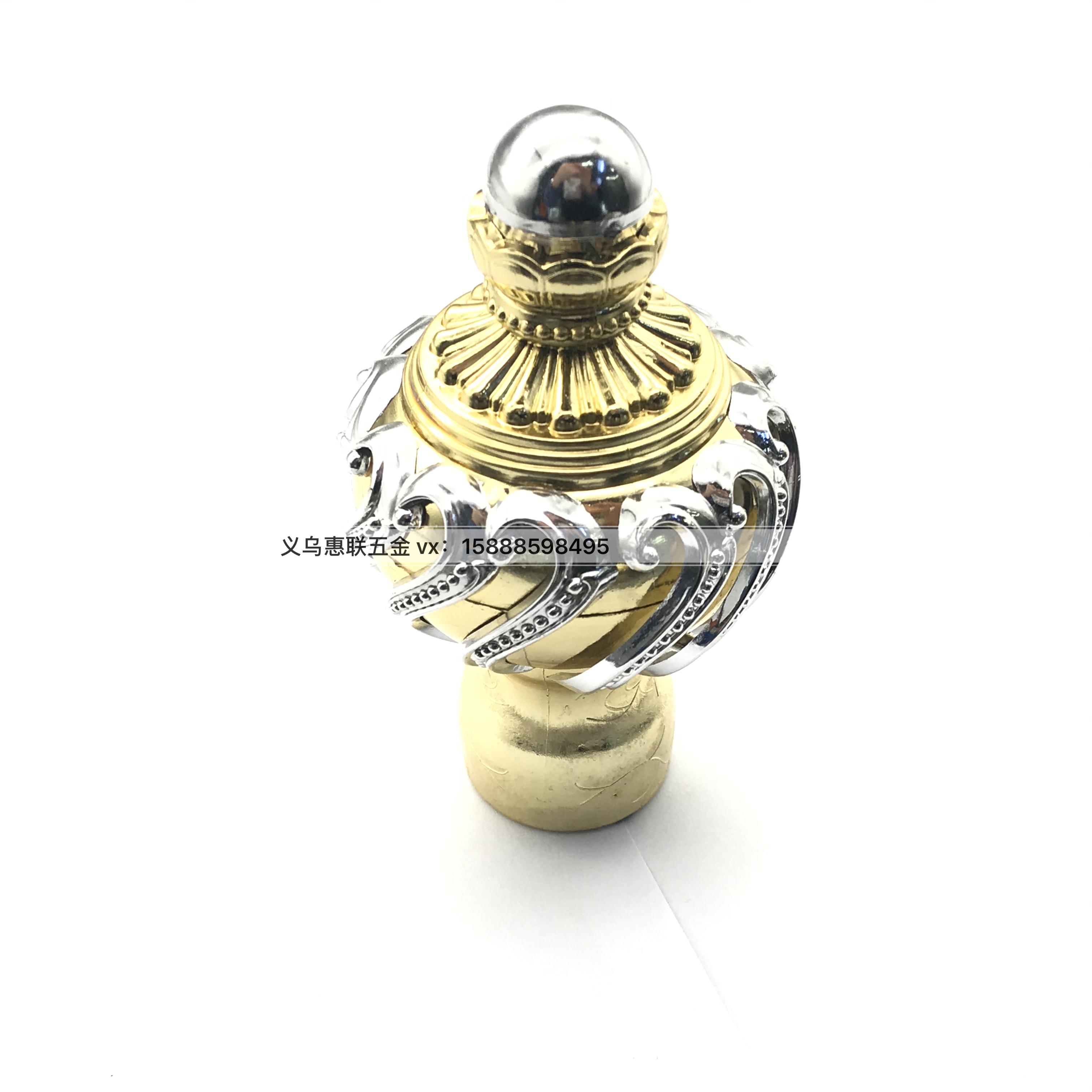 Shuzan gold and silver plastic patterned rolling shutter door, curtain rod, column head and home decoration hardware accessories details Picture