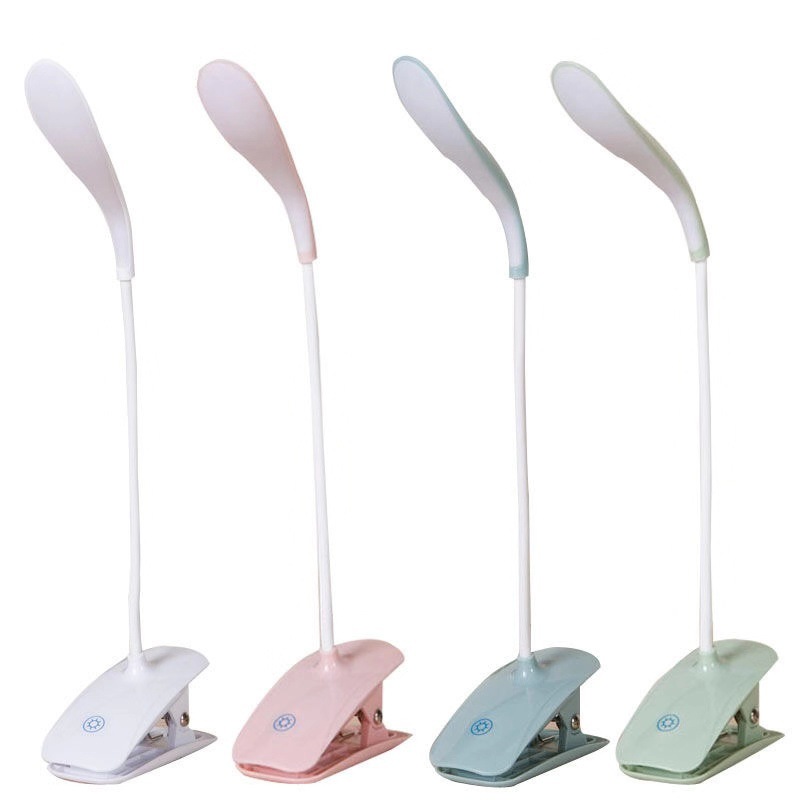 台灯创意夹子简约卧室床头儿童usb充电学习书灯定制促销礼品新款白底实物图