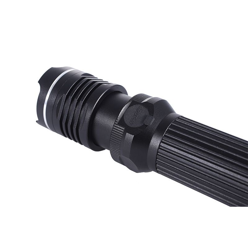 A powerful flashlight with four-color light source, USB direct charging, outdoor fishing and scorpion catching, blue and purple zoom flashlight, new cross-border model Item Picture