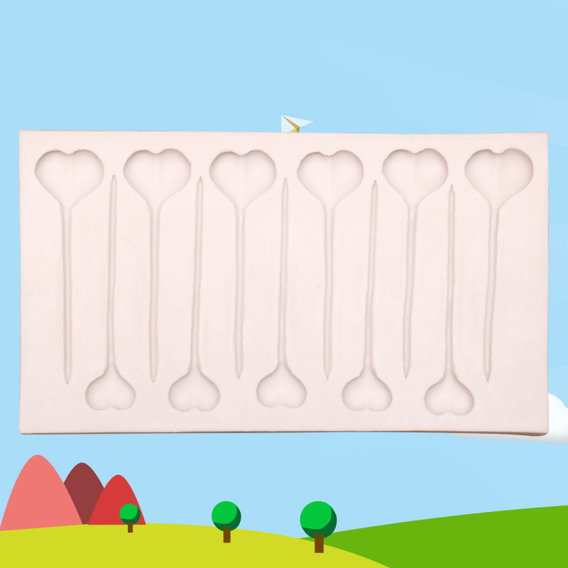 长方形翻糖模 液态硅胶模具diy蛋糕模具爱心棒图案巧克力烘焙工具图