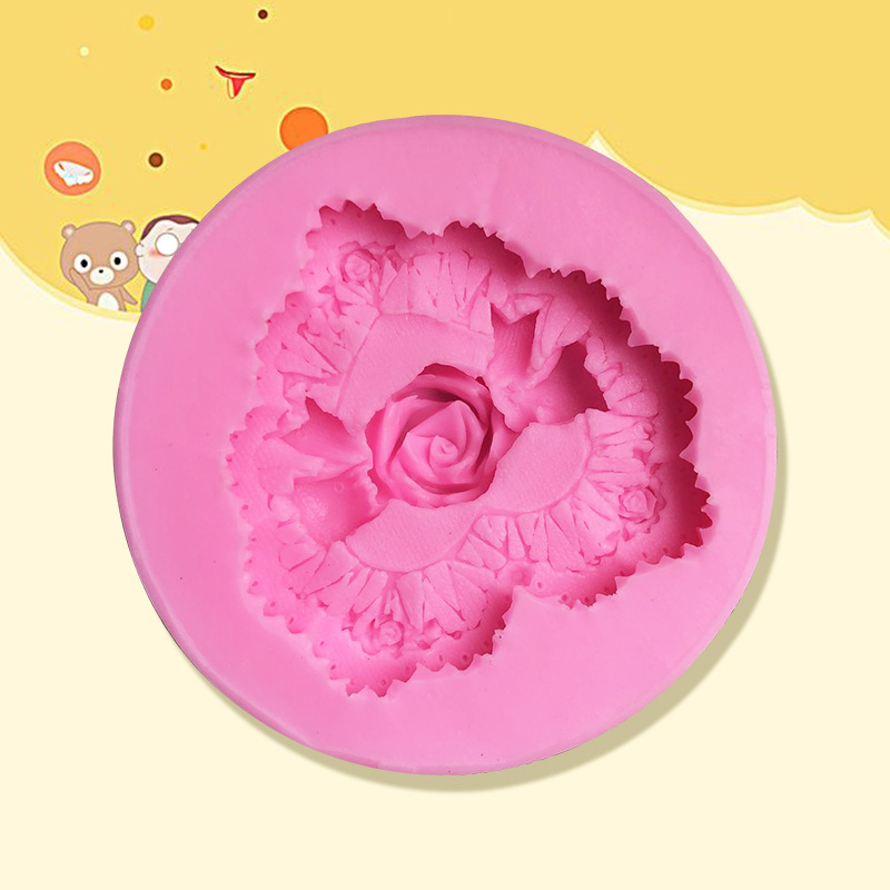 工厂定制 硅胶蛋糕模 心型玫瑰花形硅胶模具 DIY手工蛋糕模具产品图