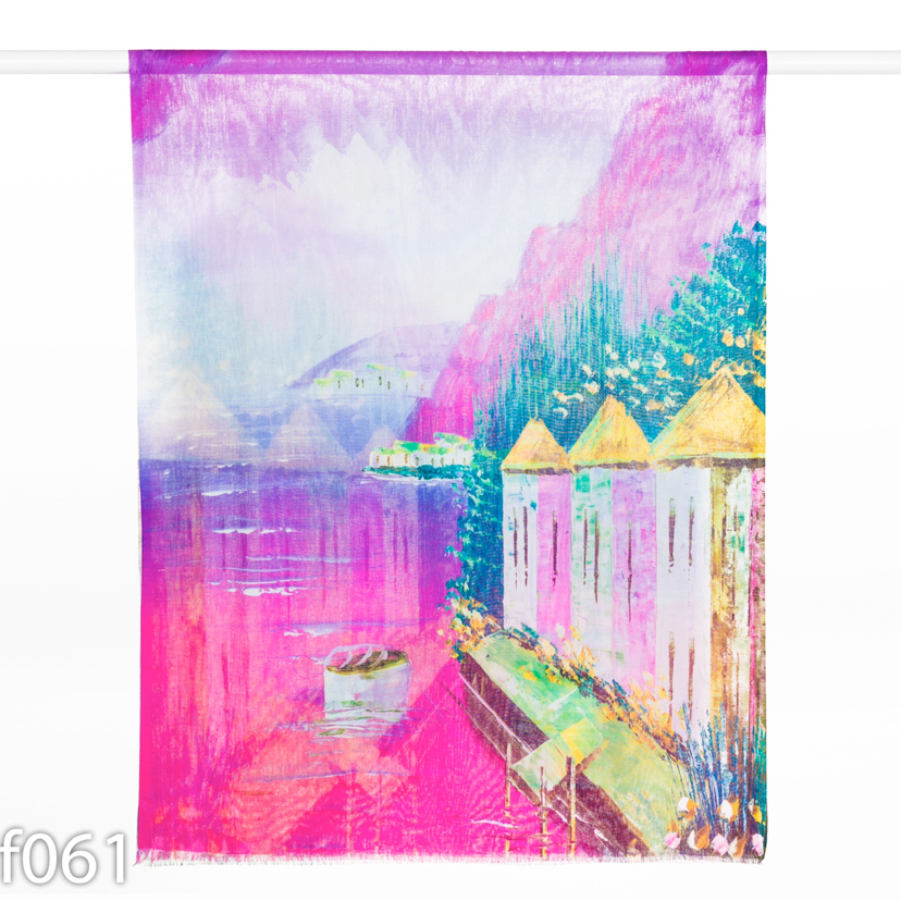 Cross-Border New Digital Oil Painting Series Spring And Summer New Scarf Digital Printing Samples Can Be Customized