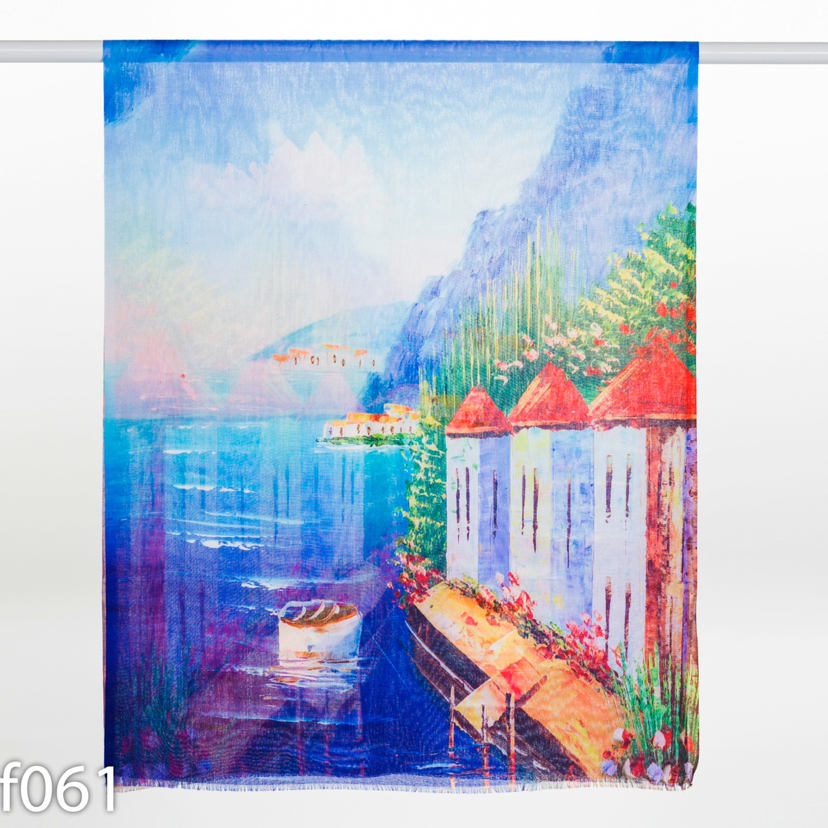 Cross-Border New Digital Oil Painting Series Spring And Summer New Scarf Digital Printing Samples Can Be Customized Specification drawing