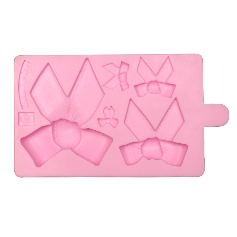 翻糖模 液态硅胶模具diy蛋糕模具蝴蝶结图案巧克力烘焙工具白底实物图