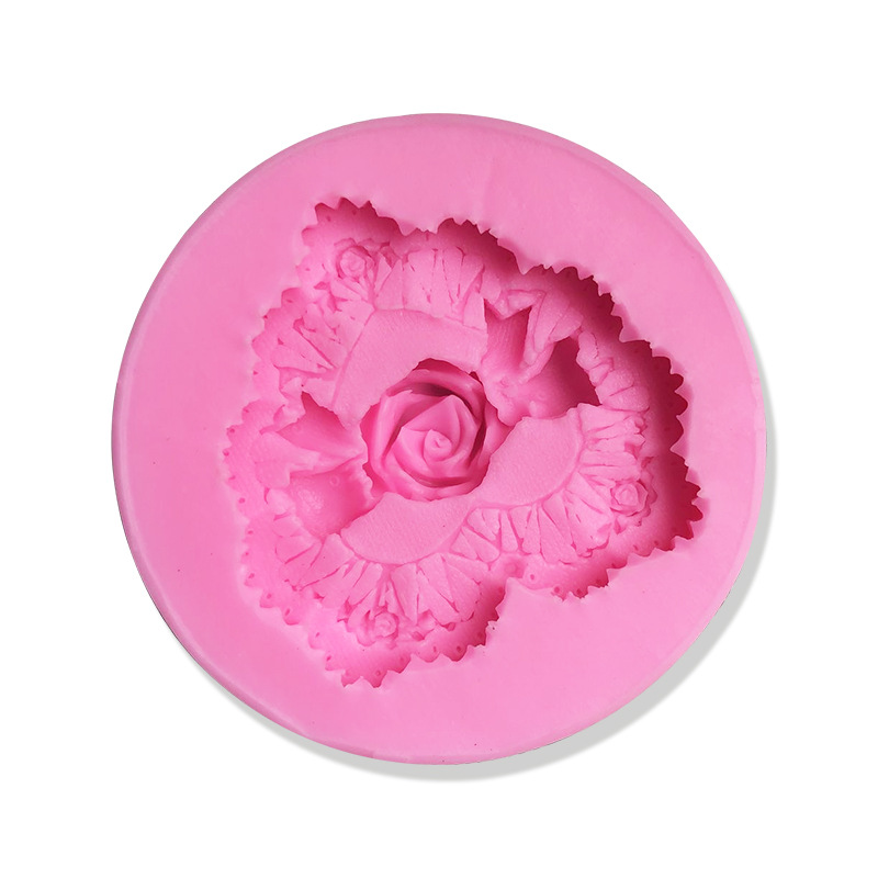 工厂定制 硅胶蛋糕模 心型玫瑰花形硅胶模具 DIY手工蛋糕模具白底实物图