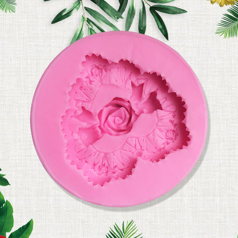 工厂定制 硅胶蛋糕模 心型玫瑰花形硅胶模具 DIY手工蛋糕模具细节图