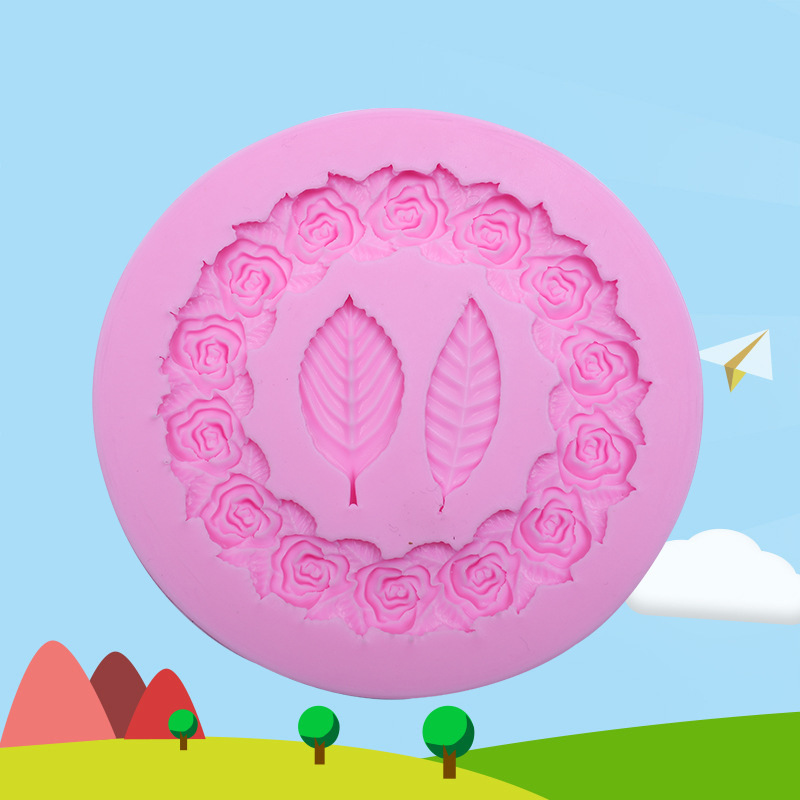 Wreath pattern silicone mold cake DIY baking equipment baking sugar mold cake decoration mold thumbnail