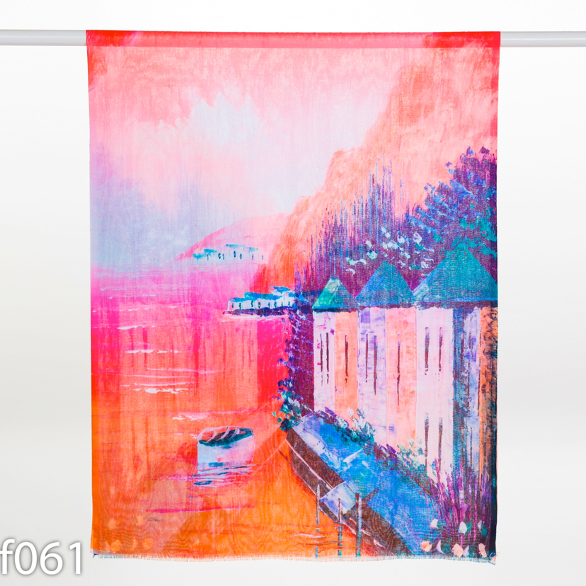Cross-Border New Digital Oil Painting Series Spring And Summer New Scarf Digital Printing Samples Can Be Customized Item Picture