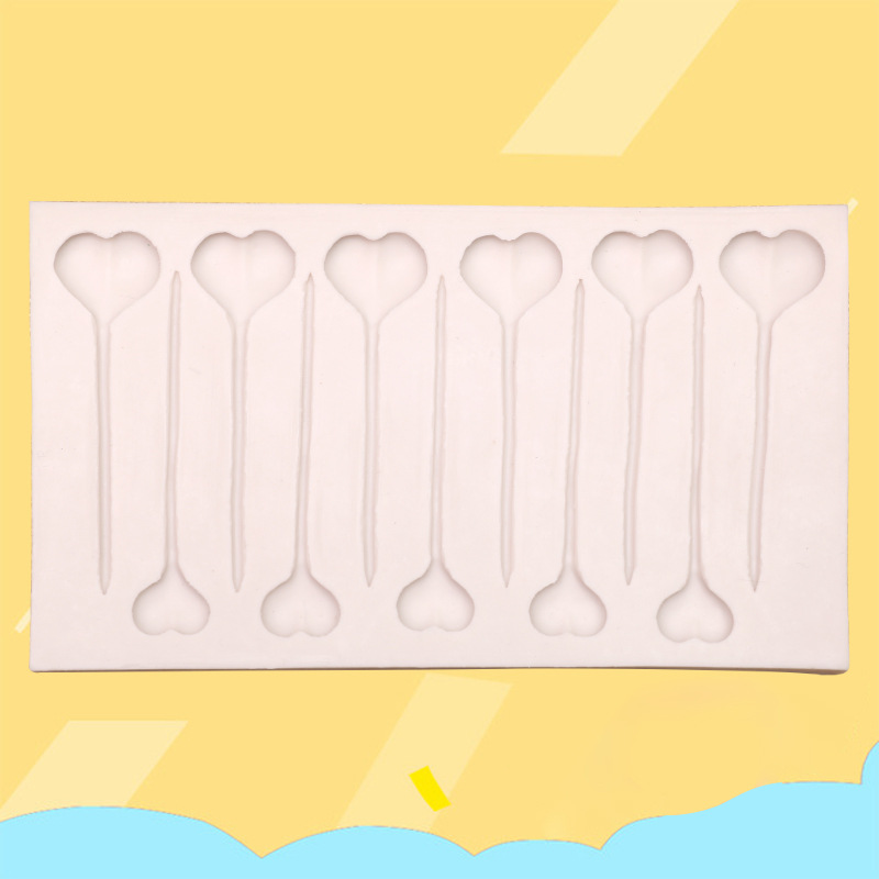 长方形翻糖模 液态硅胶模具diy蛋糕模具爱心棒图案巧克力烘焙工具细节图