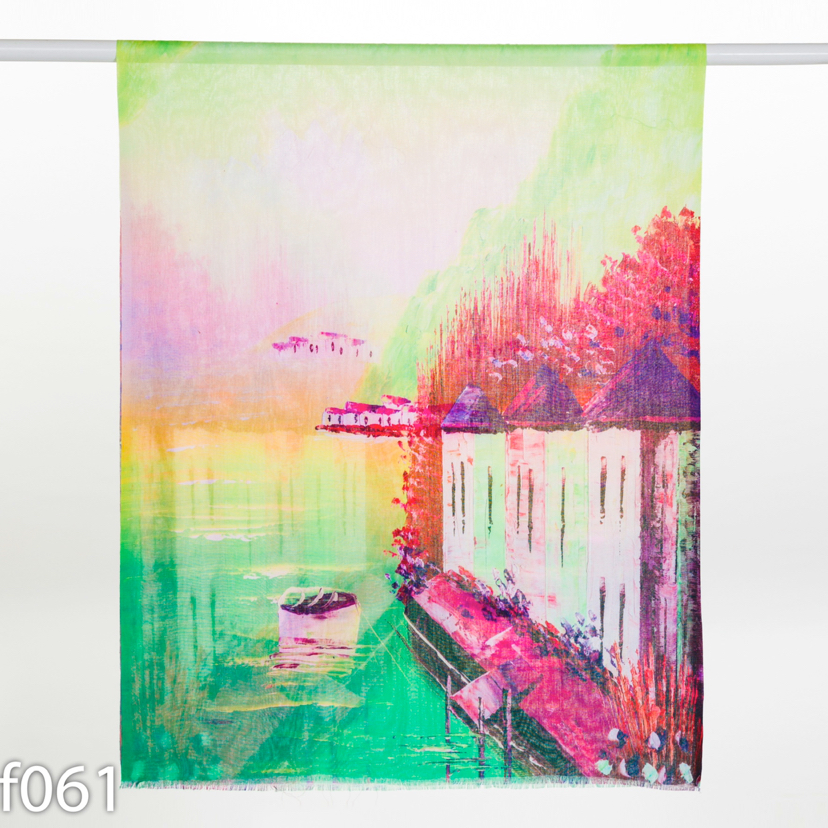 Cross-Border New Digital Oil Painting Series Spring And Summer New Scarf Digital Printing Samples Can Be Customized Application Scenario