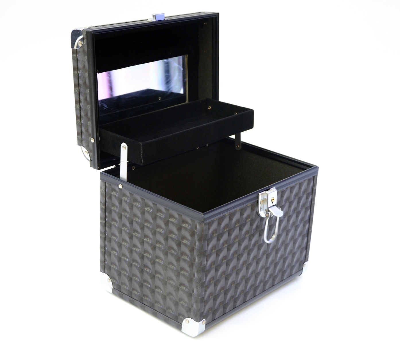 Aluminum alloy luxury cosmetic suitcase Korean version of pure color simple suitcase folding portable belt mirror thumbnail