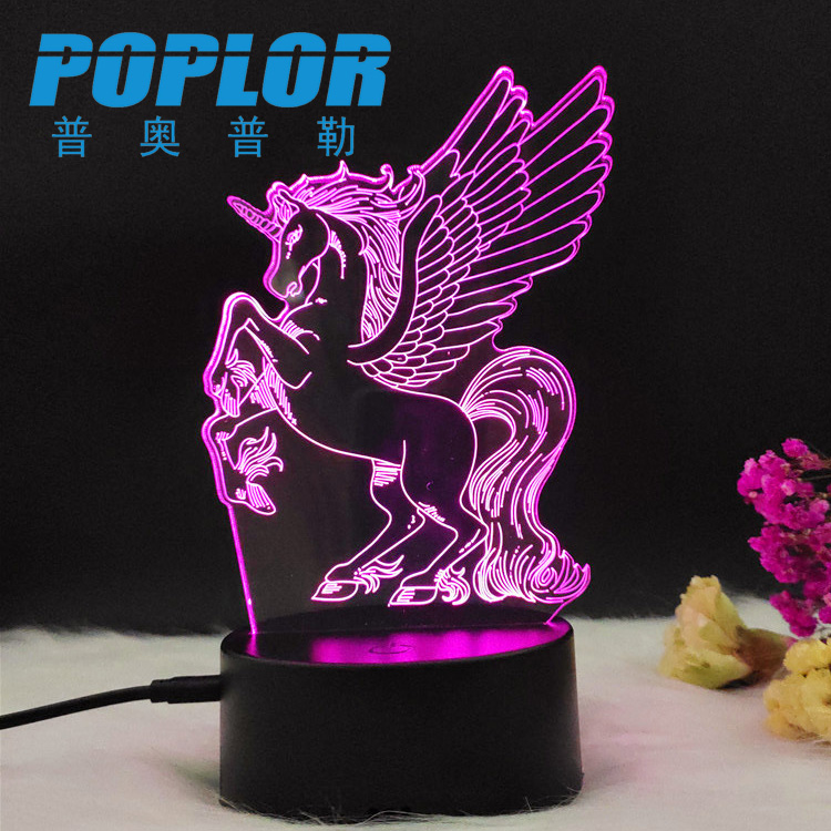 LED colorful 3D night light acrylic new strange LED light creative gift display remote control base