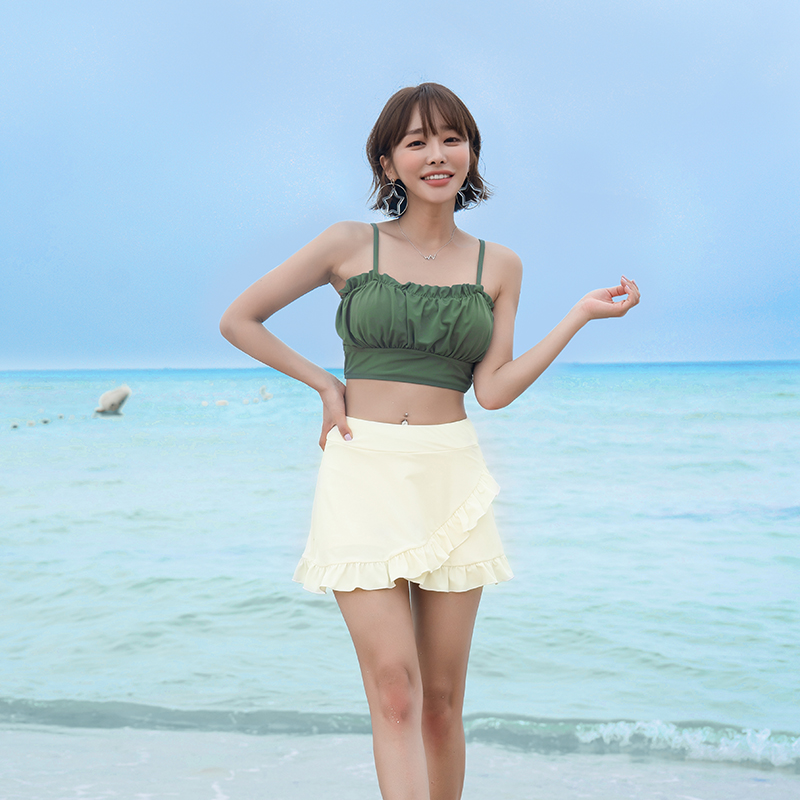 2020新款泳衣女保守学生分体裙式显瘦温泉泳装