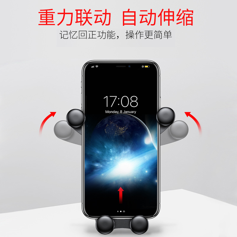 Xinnong Car Cartoon Phone Stand, Universal Gravity Linkage Car Creative Air Outlet Smiling Face Phone Stand details Picture