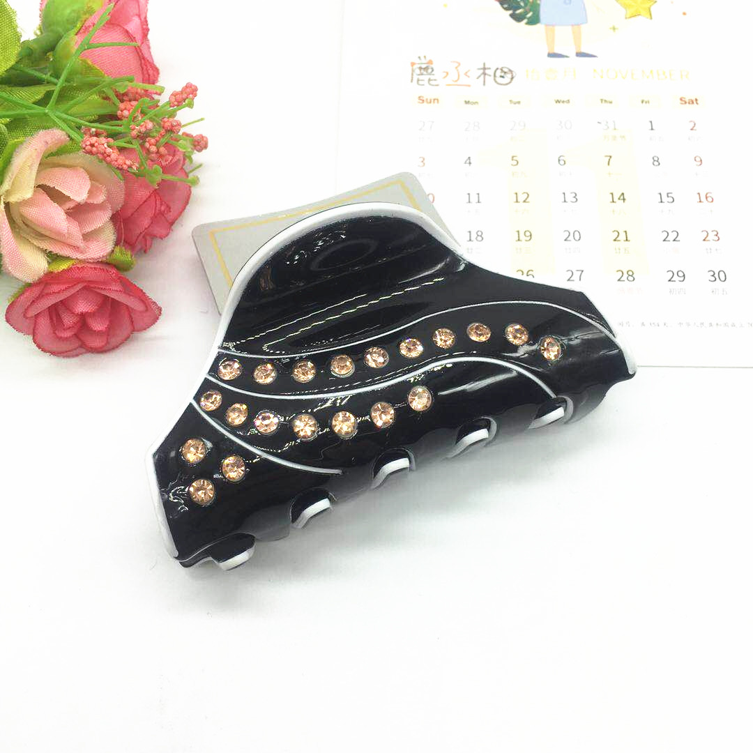 Wholesale of new hair accessories: Fashionable large-sized bright pink acrylic gripper, pearl and rhinestone hair gripper, hair gripper Item Picture