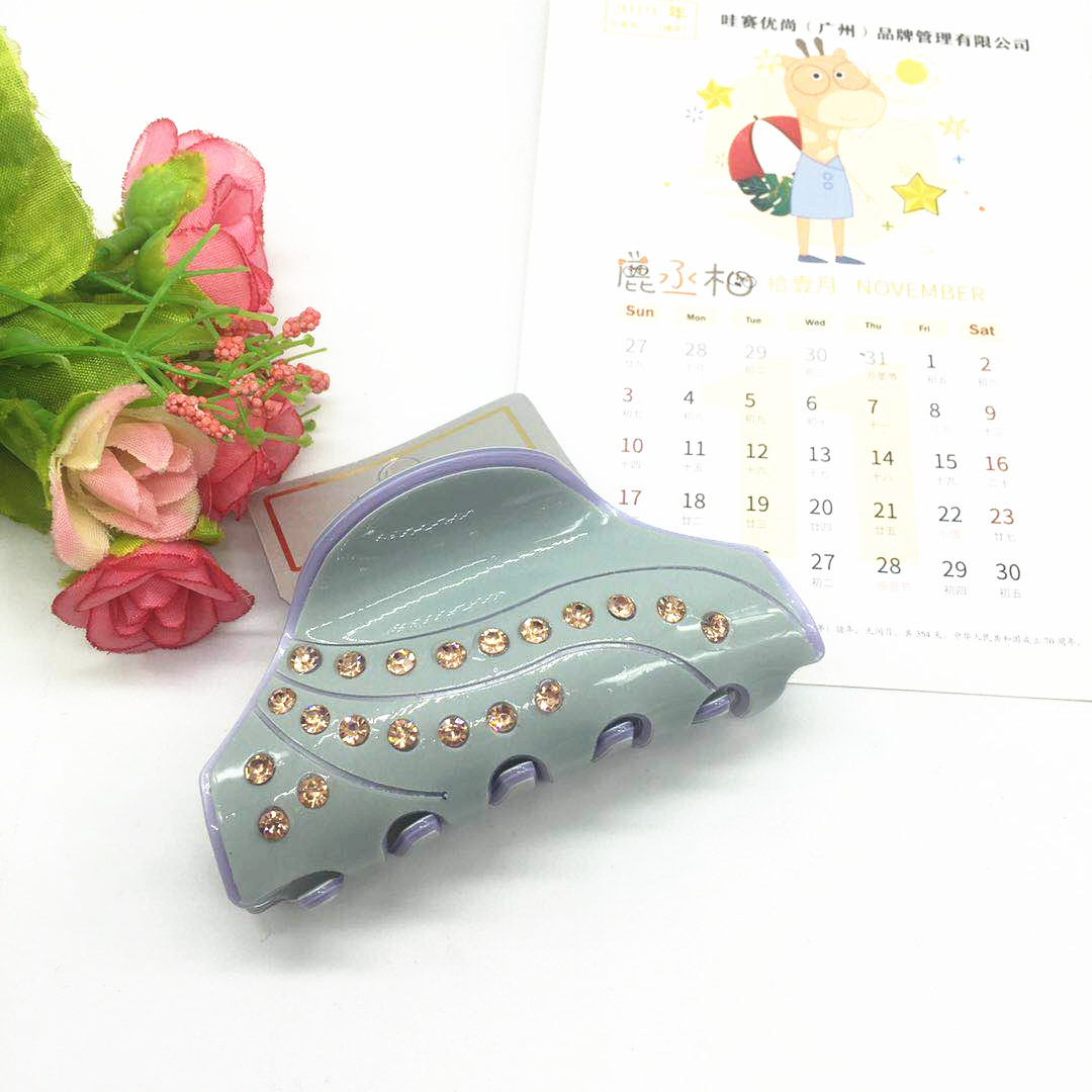 Wholesale of new hair accessories: Fashionable large-sized bright pink acrylic gripper, pearl and rhinestone hair gripper, hair gripper Specification image