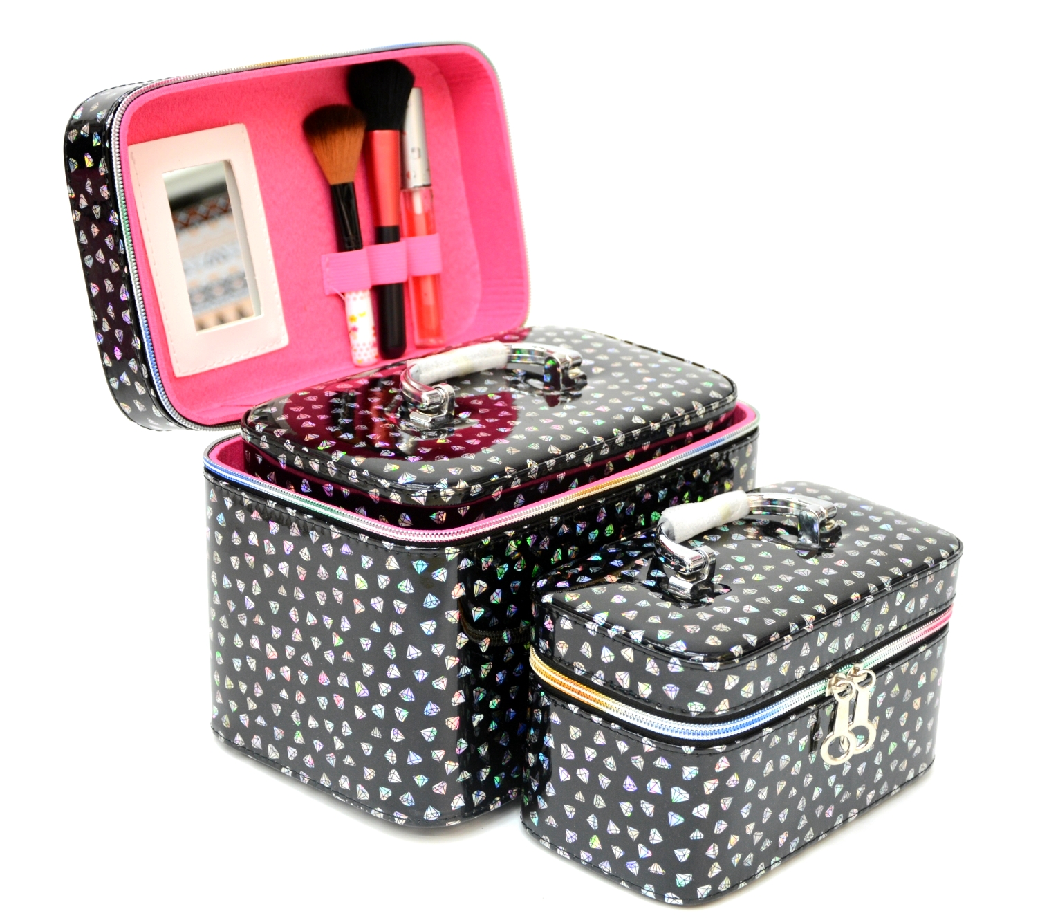 New PU handbag three-piece South Korean small Refreshing lady's travel zipper large capacity portable makeup bag thumbnail