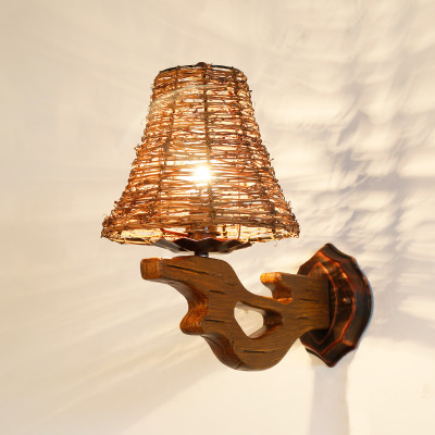 Creative Farm wall Lamp Teahouse Individual Cafe Teahouse Rattan woven wall lamp Natural hand-woven lamps