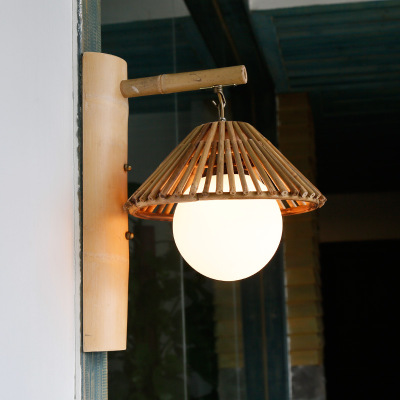 Personalized theme restaurant bamboo wall lamp Inn bamboo lamps creative farm tea house simple bamboo woven lamp Japanese wall lamp