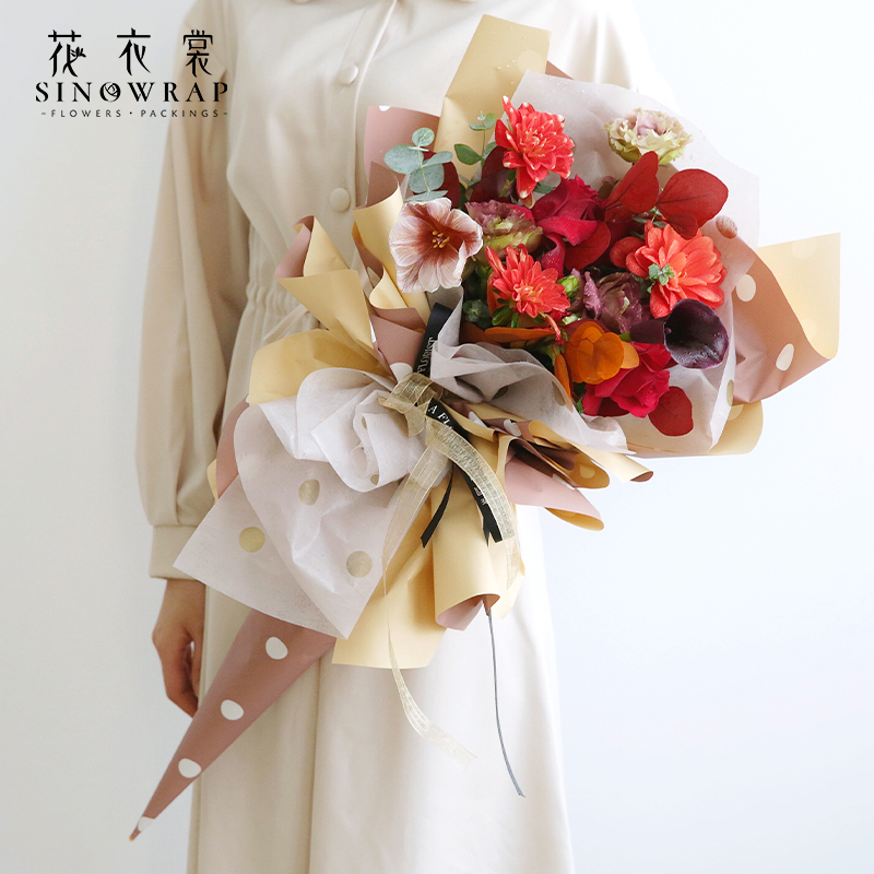 Flower Dress Cynthia Paper, World Hero Flower wrapping paper, double-sided bouquet packaging, waterproof floral art paper Specification image