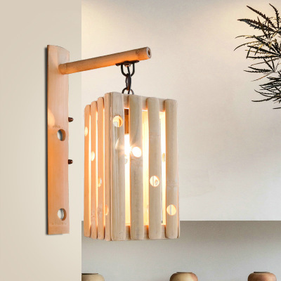 Bamboo wall lamp, garden style, farm style, tea house, farmhouse style, bar lamp, creative Japanese cafe wall lamp
