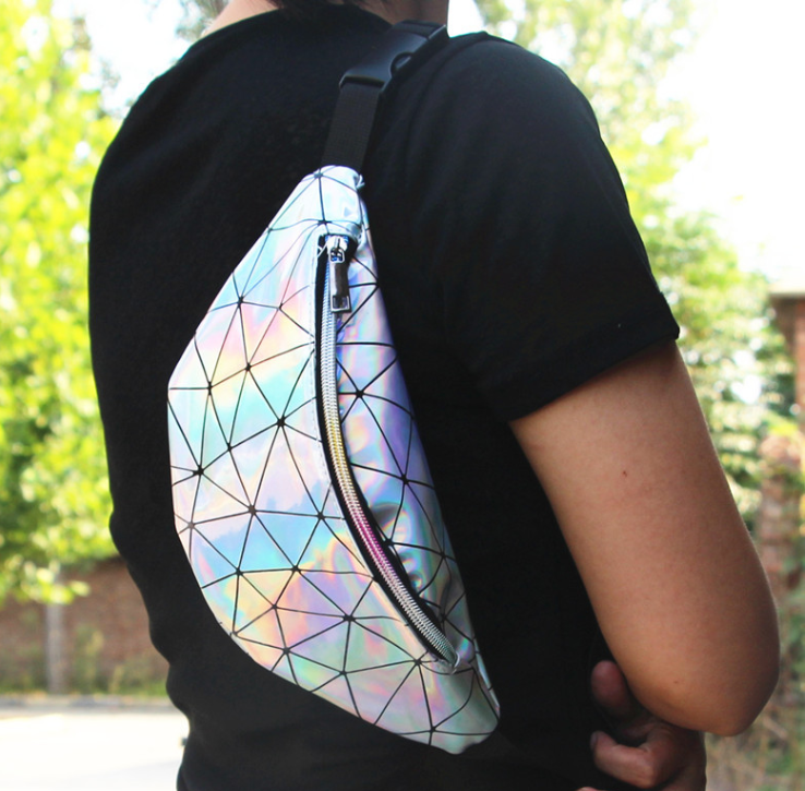 镭射腰包斜挎包男士随身包旅行包PU手包手机包运动包产品图