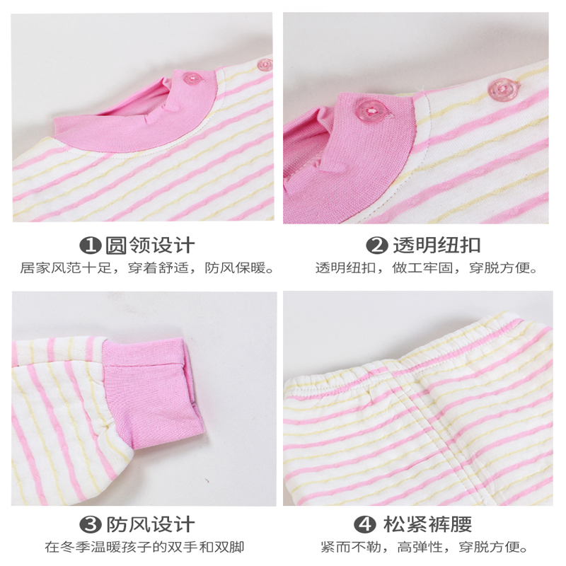 Free shipping for new winter children's cotton-padded pajamas, thickened three-layer home wear, and warm sets for boys, girls and children Application Scenario