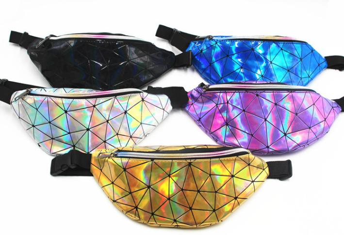 镭射腰包斜挎包男士随身包旅行包PU手包手机包运动包