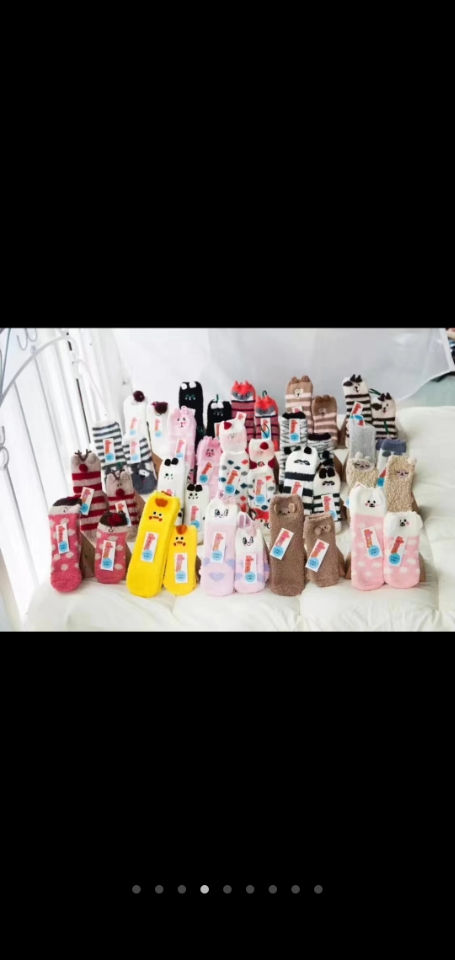 时尚袜子 动物头卡通立体珊瑚绒睡眠祙 地板袜