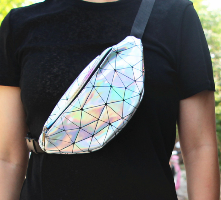 镭射腰包斜挎包男士随身包旅行包PU手包手机包运动包细节图