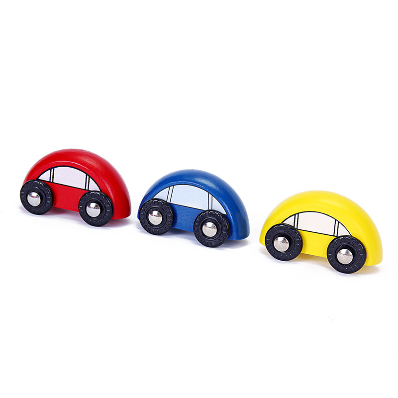 儿童木质半圆面包车玩具 彩绘小巧玩具车 动画片卡通木制玩具车图