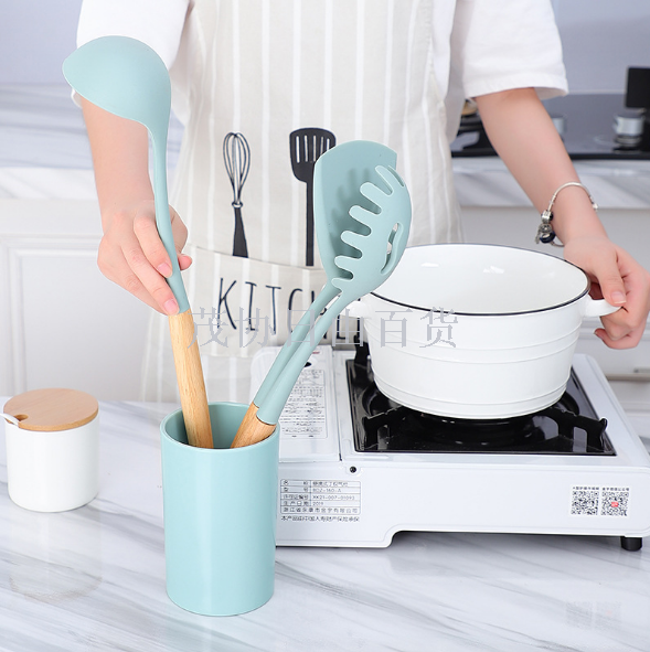 Silica gel kitchen utensils and appliances cooking spoon shovel silica gel soup slotted spoon scraper oil knife rice spoon
