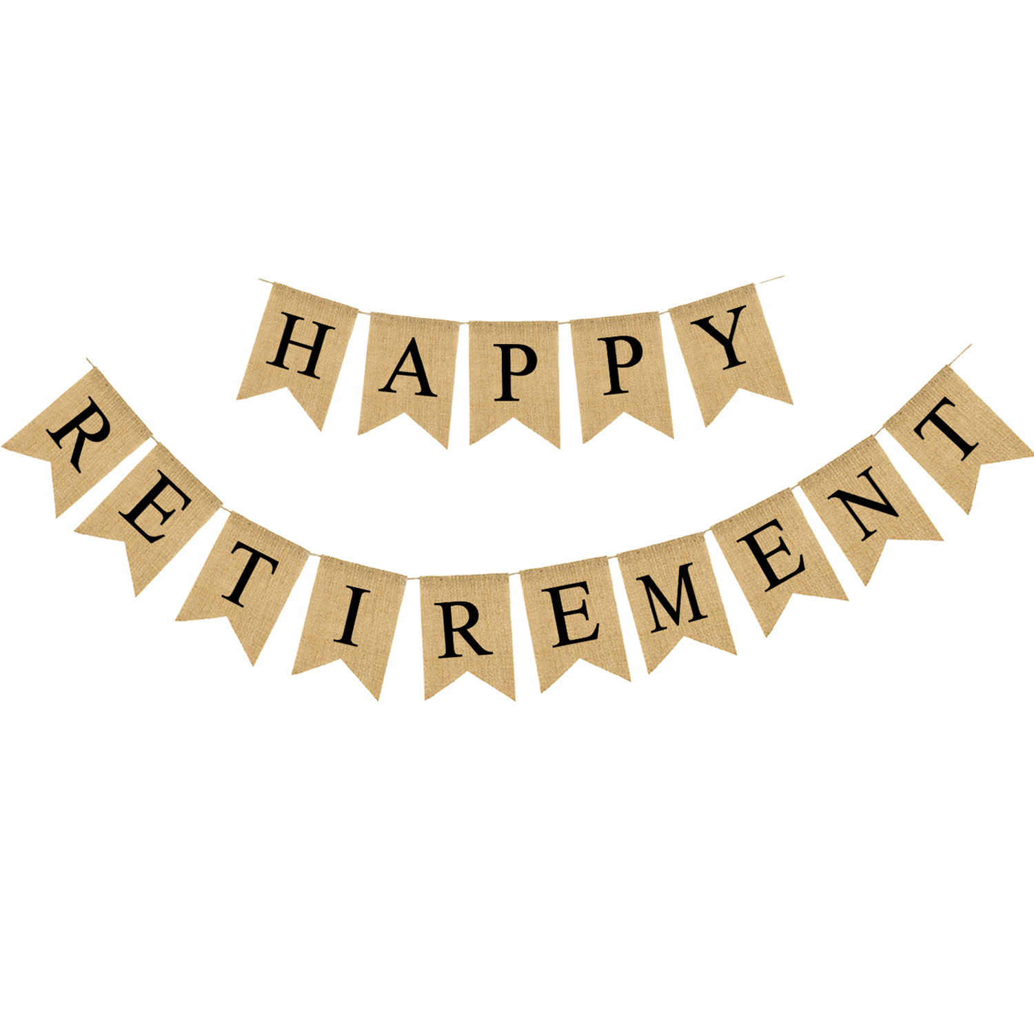 厂家直销 欧美退休派对装饰拉旗 HAPPY RETIREMENT麻布燕尾旗