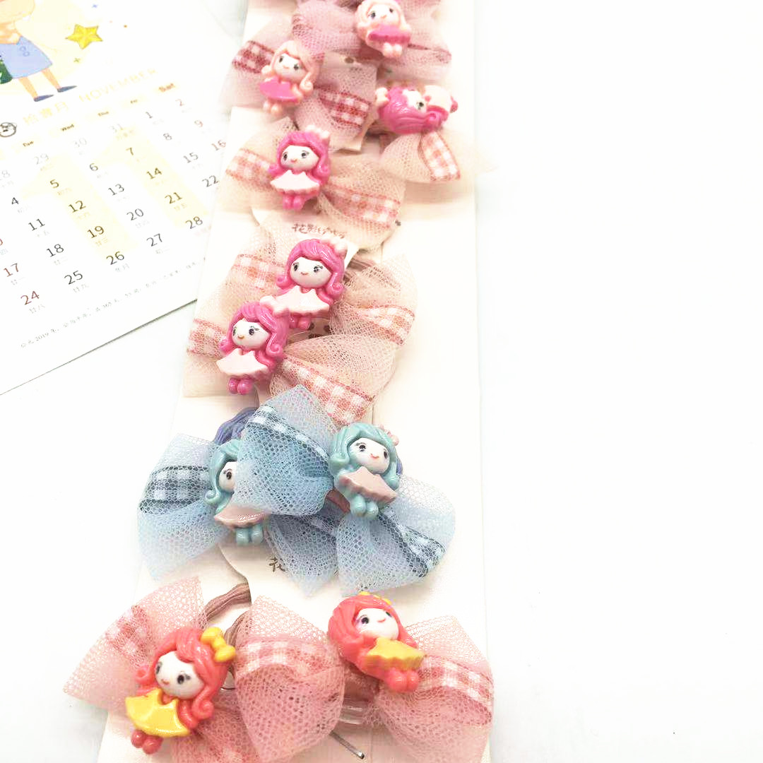 South Korea children's new hair accessories cartoon princess net yarn hairpin can be customized hair band rope hair rope Item Picture