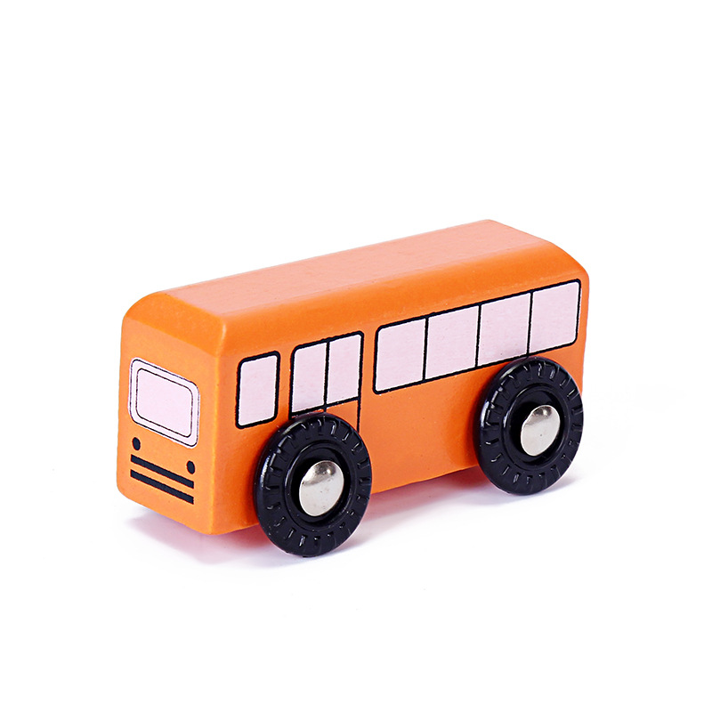 儿童木质仿真复古大巴士玩具车 环保彩绘无轨木制公交车玩具礼品详情图3