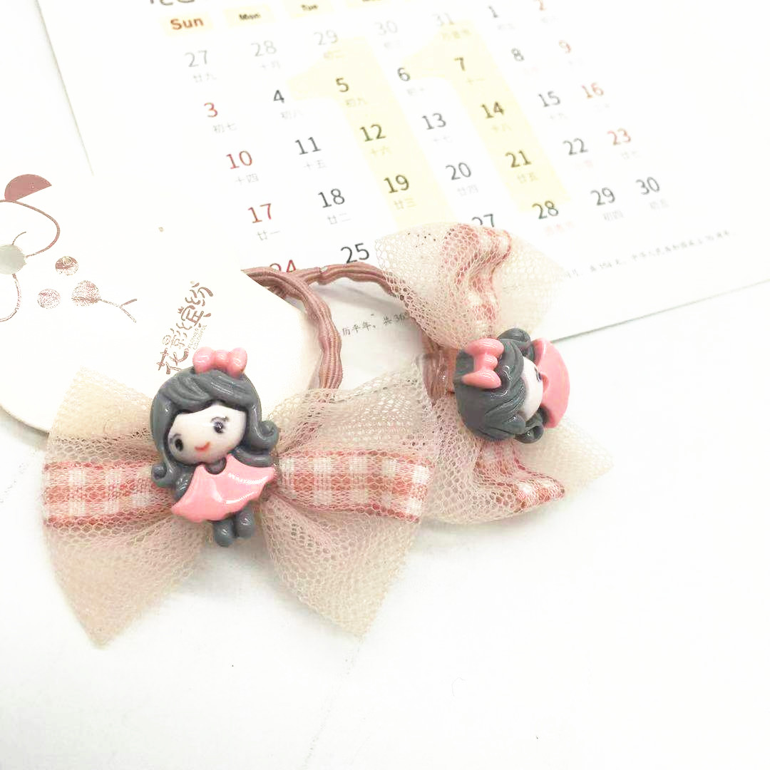 South Korea children's new hair accessories cartoon princess net yarn hairpin can be customized hair band rope hair rope Specification drawing