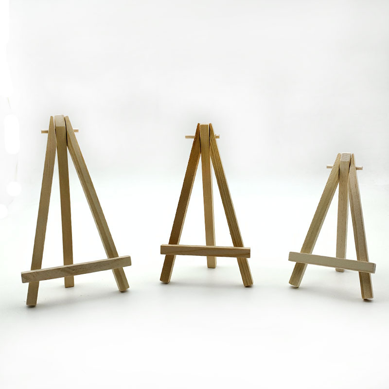 创意桌面手机架子画架 迷你展示画架木质竹签油画三角架 儿童画架白底实物图