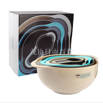 Portable asphalt basket set wholesale Japanese rainbow kitchenware eight-piece PP rainbow bowl set