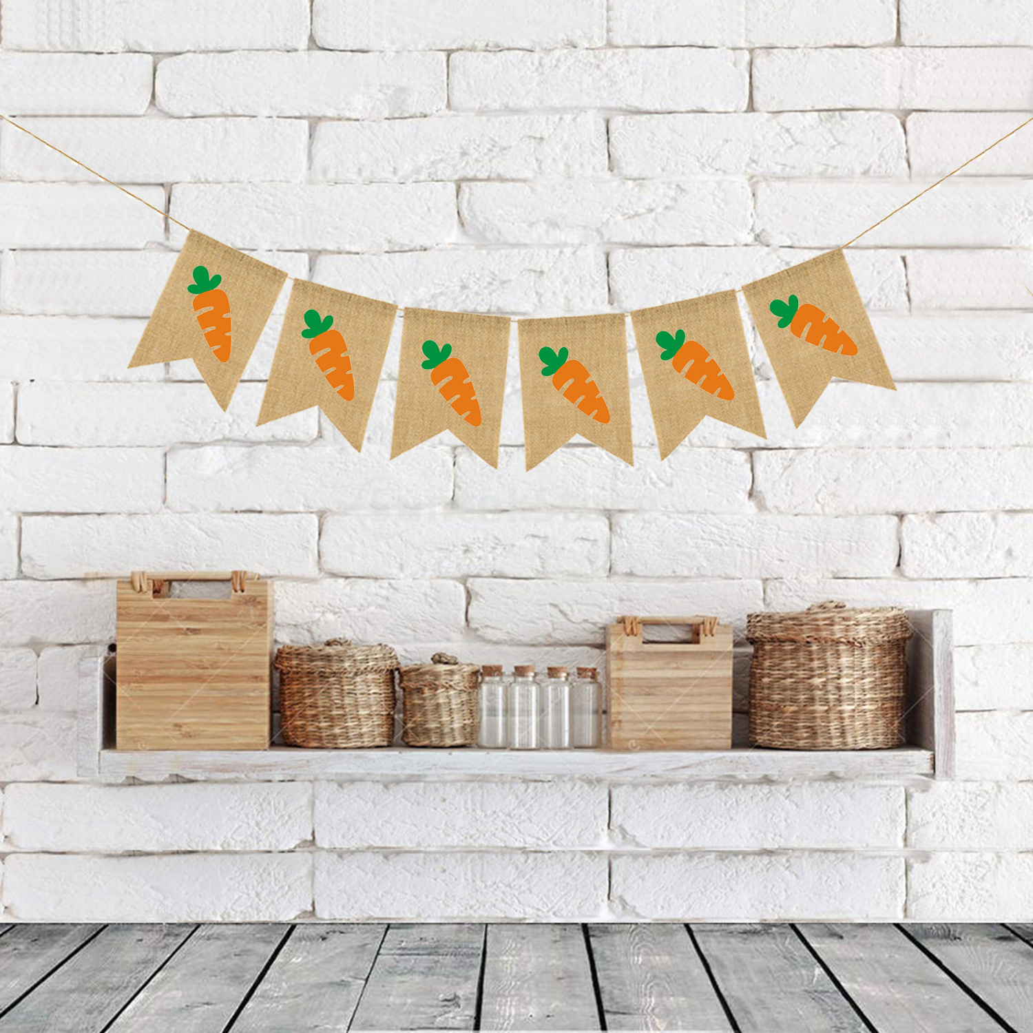 Factory Direct Holiday Party Decoration Dovetail Flag Pull Easter Radish Linen Pull Bunting details Picture