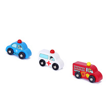 儿童木质仿真救援车礼品玩具 无轨木制消防车玩具 救护车警车玩具