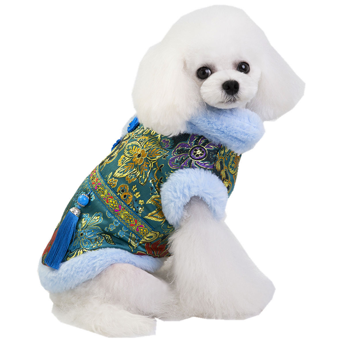 2019宠物狗狗衣服秋冬新款唐装过新年宠物衣服19唐装两腿衣服白底实物图